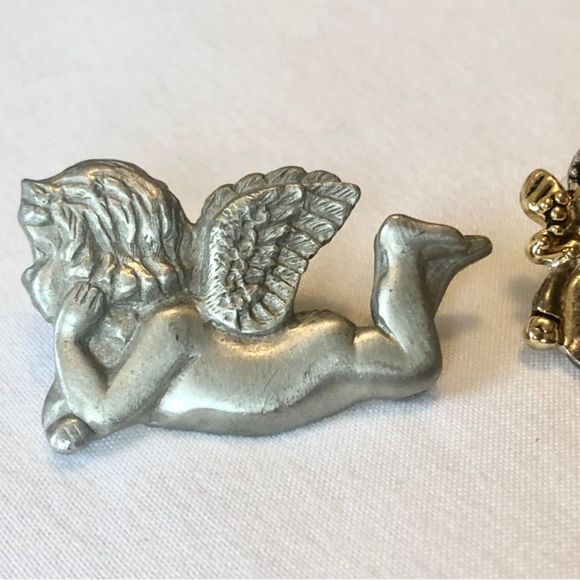 3 silver tone pins: Angel, snowman, and Santa - Picture 4 of 8